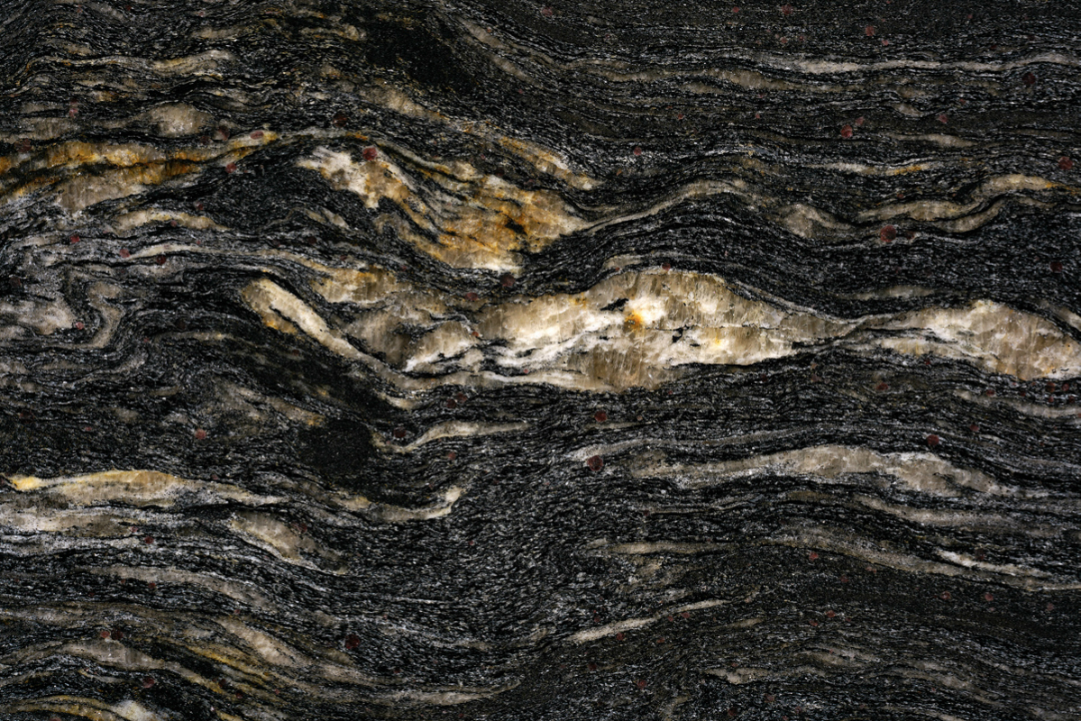 Tranche de QUARTZITE BLACK COSMIC/TITANIUM  POLI finition Poli
