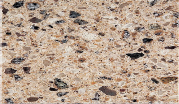 Tranche de COMPOSITE QUARTZ TECHNISTONE CRYSTAL SAHARA POLI finition Poli